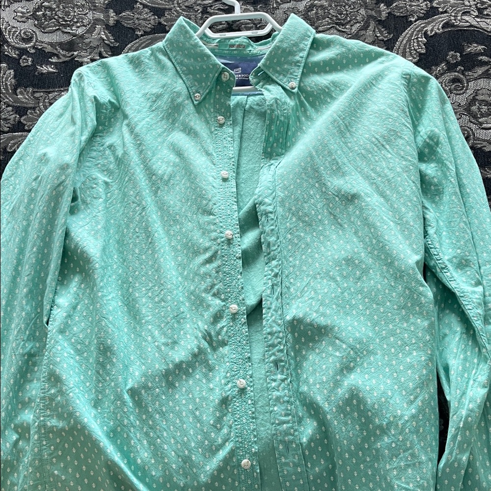 Scotch & Soda Mint Green Button-Down Shirt with Micro Geo Print
